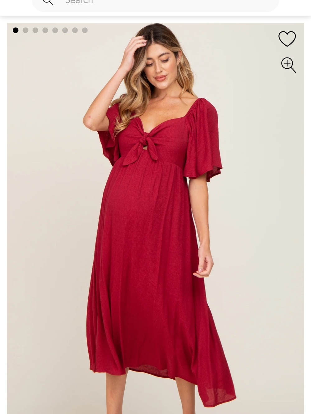 Pinkblush Burgundy Tie-Front Midi Dress